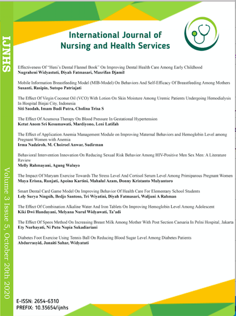 					View Vol. 3 No. 5 (2020): International Journal of Nursing and Health Services (IJHNS)
				